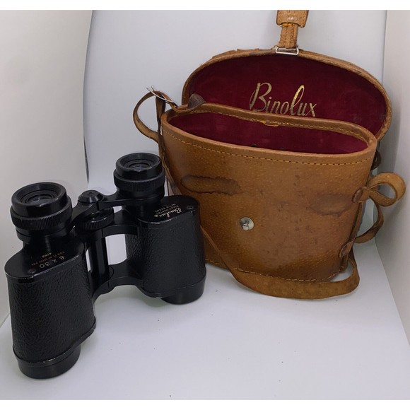 Binoculars 8x30 Binolux Black Ostrich Carry Case Built In Compass T-9 34340